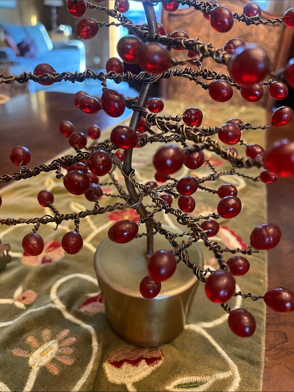 Red Berry Bronze Wire Tree Outstanding! Made in India 🇮🇳 - Picture 8 of 10